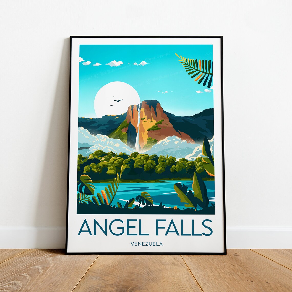 Angel Falls Venezuela Waterfall Jungle Mountain Travel Poster