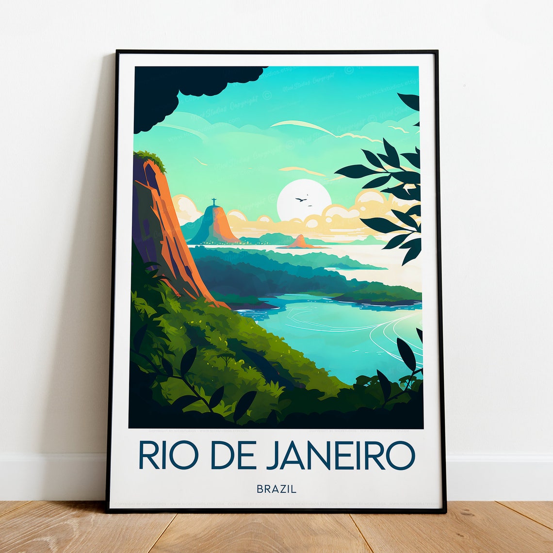 Rio de Janeiro Brazil Corcovado Coastline Tropical Bay Poster - Image 2