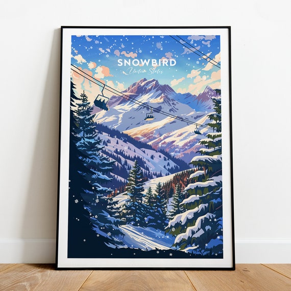 Snowbird Traditional Travel Print United States Snowbird Poster Snowbird Ski Poster Utah Prints Snowbird Wall Art Snowbird Artwork