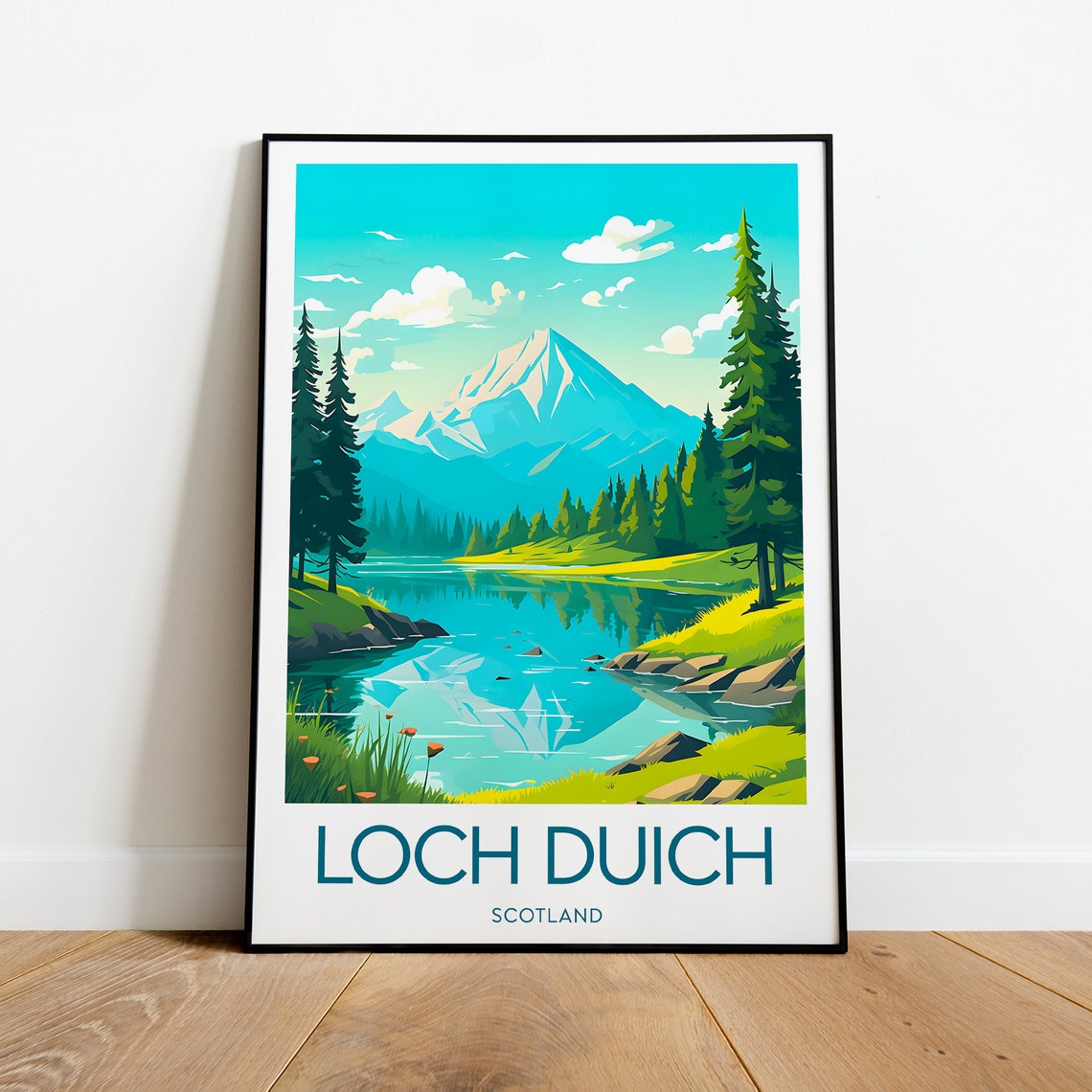 Scotland Loch Duich Highlands Pine Forest Lake Travel Poster - Image 2
