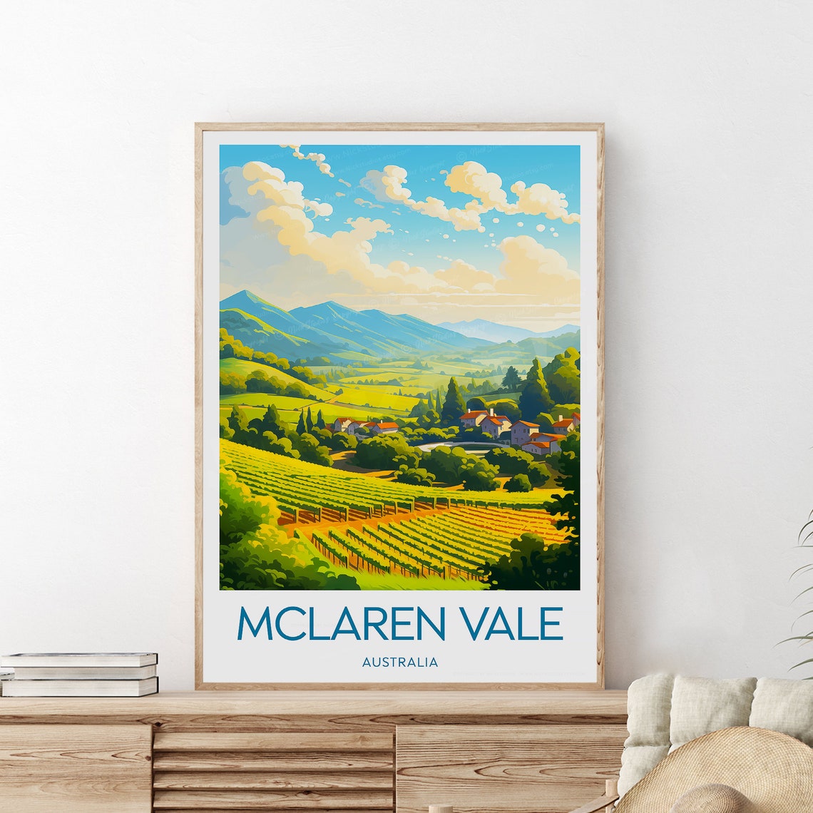 McLaren Vale Vineyard Rows Rolling Hills Wine Country Poster - Image 2