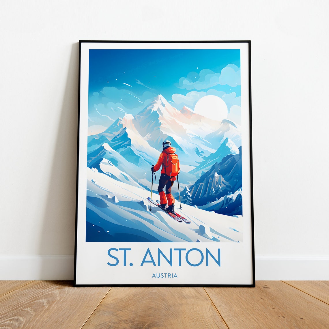 St Anton Ski Print Austria St Anton Poster Wedding Gift Birthday - Image 2