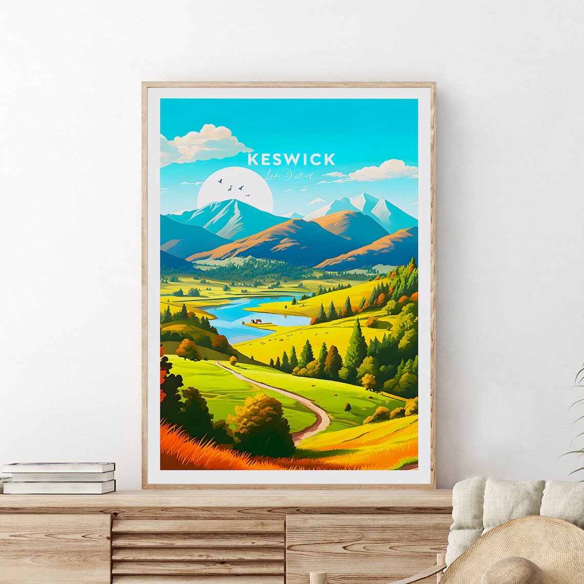 Keswick Lake District Rolling Fells Derwentwater Valley Travel Poster
