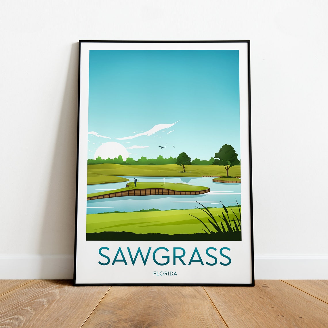 Sawgrass Florida Island Green Golf Course Water Hazard Travel Poster - Image 2