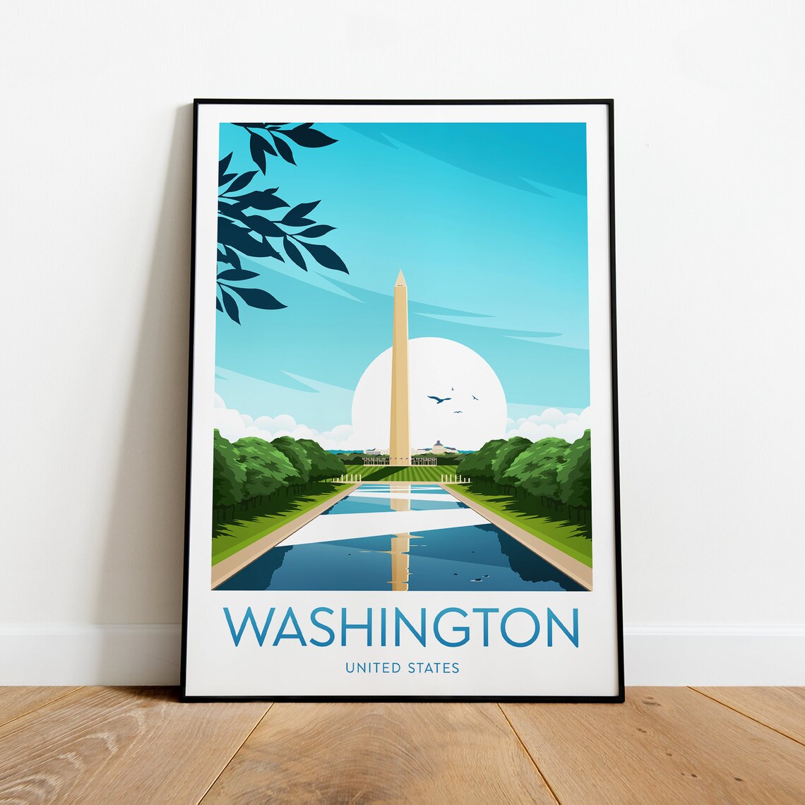 Washington DC Monument Reflecting Pool Sunrise Travel Poster - Image 2