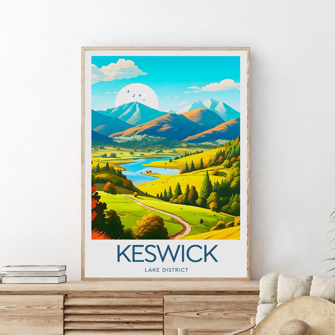 Keswick Lake District Mountain Valley Lake Scenic View Poster