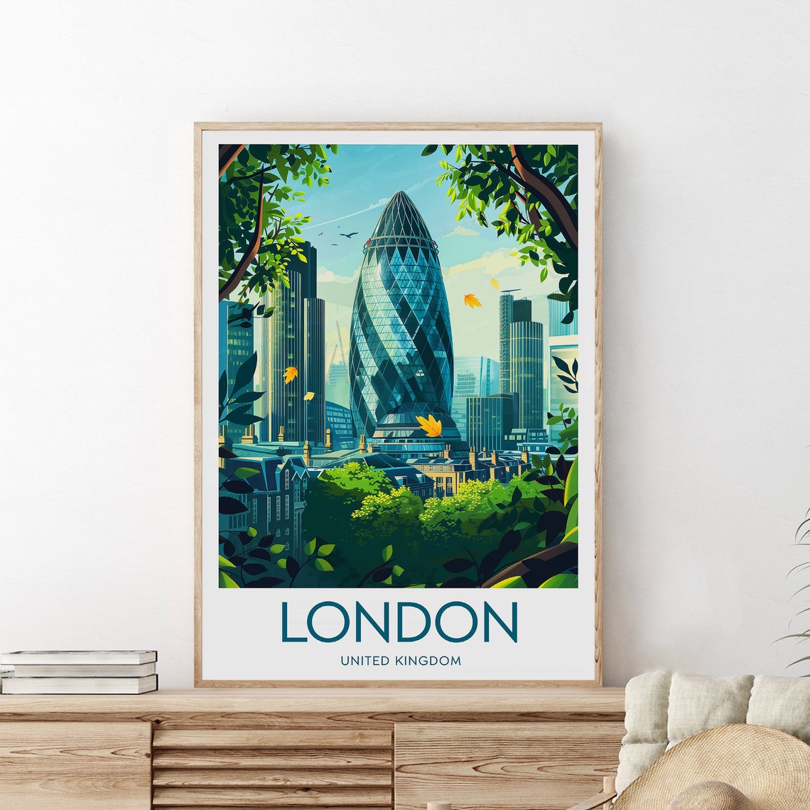 London Travel Print United Kingdom London Sunset Poster The Gherkin Print London Artwork The Gherkin Poster London Artwork - Image 2