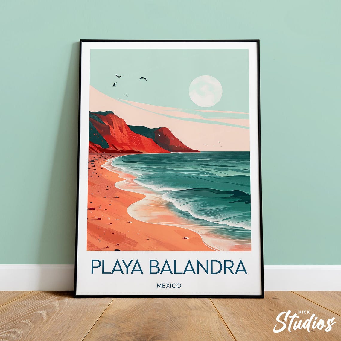 Playa Balandra Travel Print Mexico Playa Balandra Poster Playa Balandra Artwork La Paz Mexico Beach Mexico Poster Wedding Gift