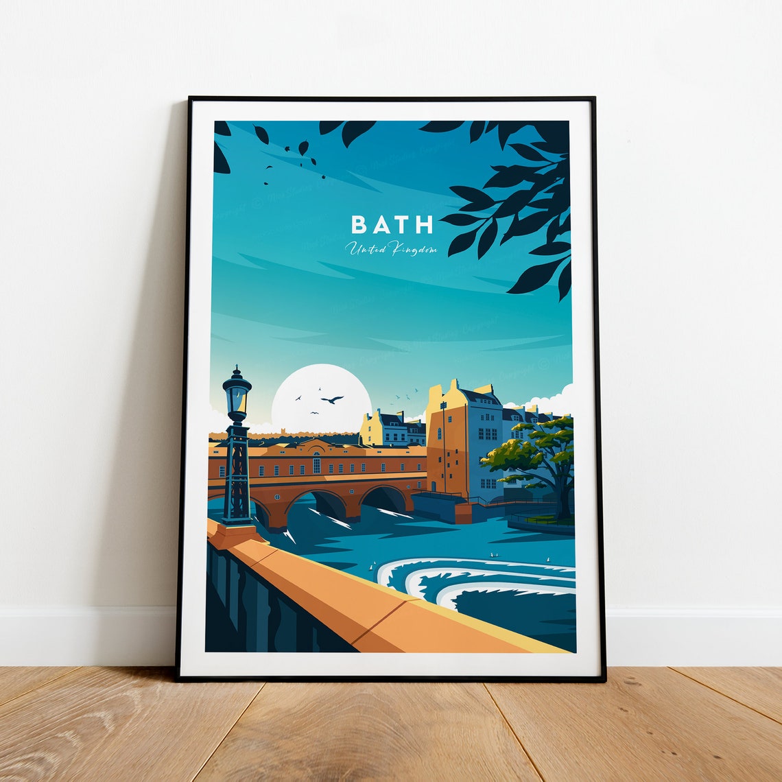 Historic Bath Pulteney Bridge Spanning River Avon at Sunset Poster - Image 2