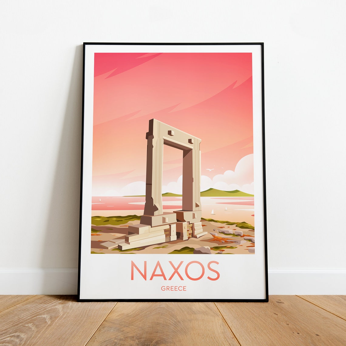 Naxos Greece Portara Sunset Ancient Marble Gate Travel Poster - Image 2