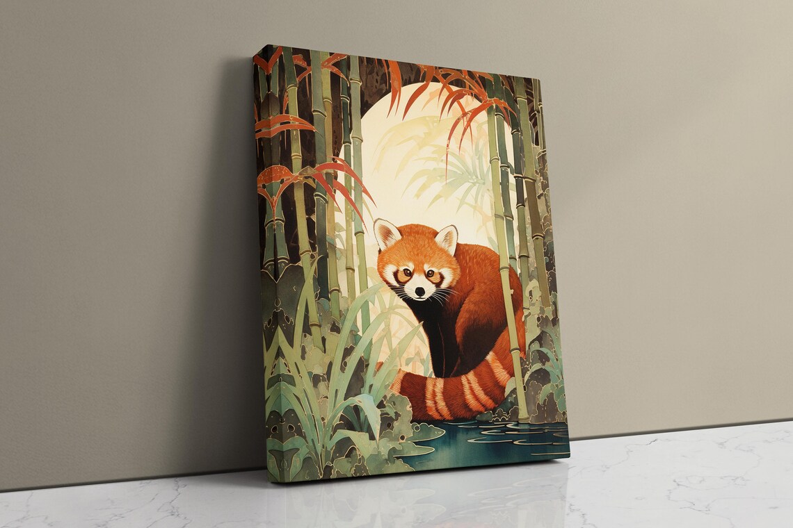 Red Panda Vintage Illustration, Kids Decor Art Print