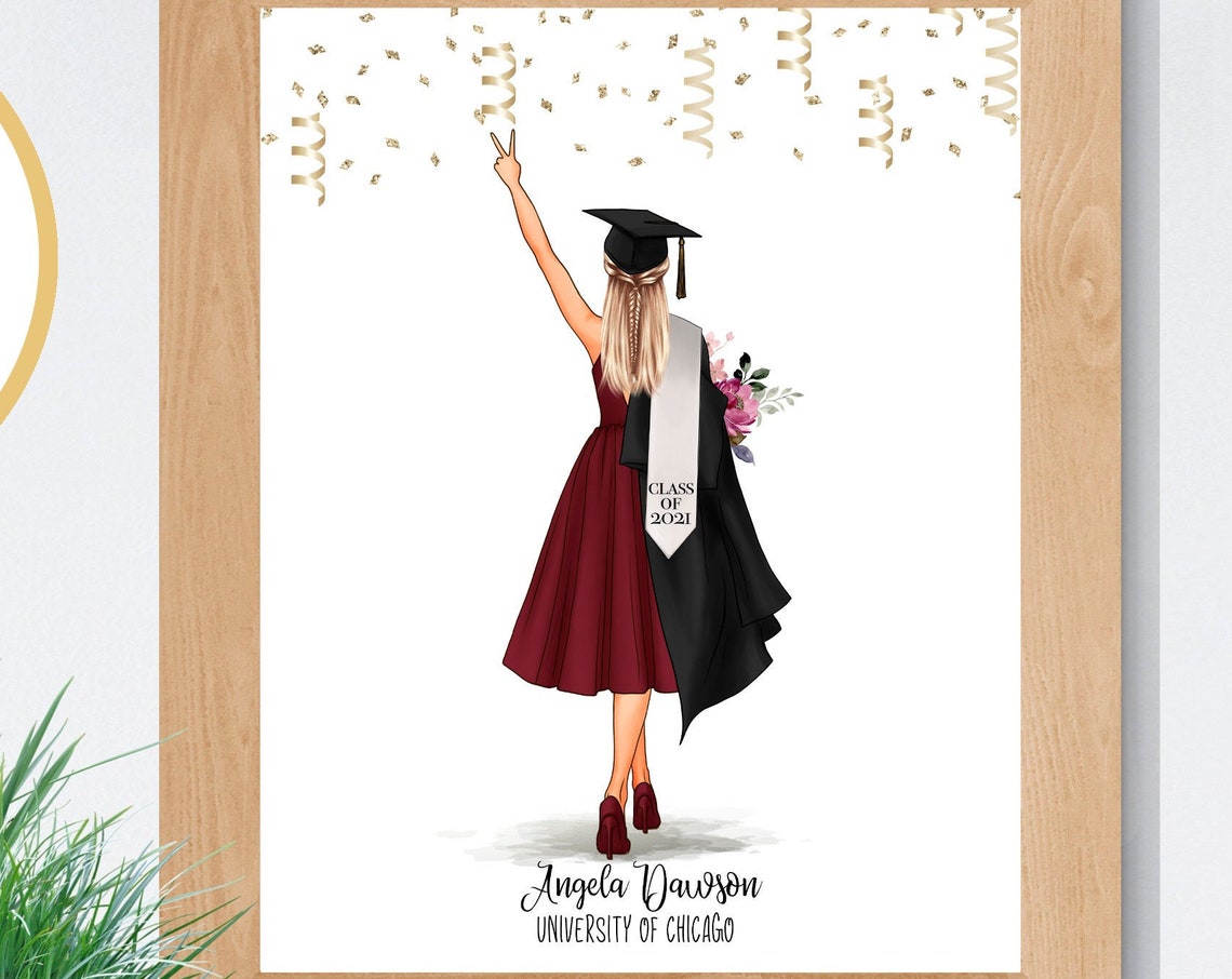 Personalized Female Graduation Portrait Class of 2021 Gift Poster