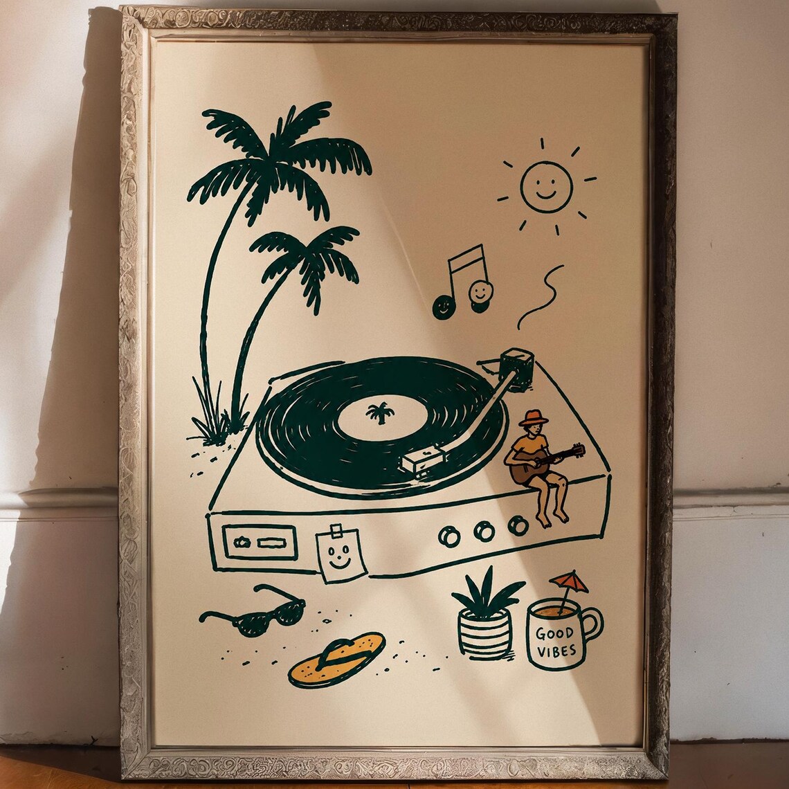 Good Vibes Only Tropical Vinyl Record Poster