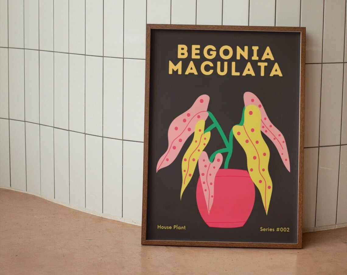 Begonia Plant Wall Print, Indoor Houseplant Art