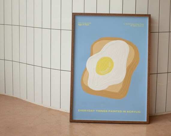 Eggs And Toast Wall Print Breakfast Lover Gift Retro Kitchen Decor Funny Acrylic Painting Prints Large Art