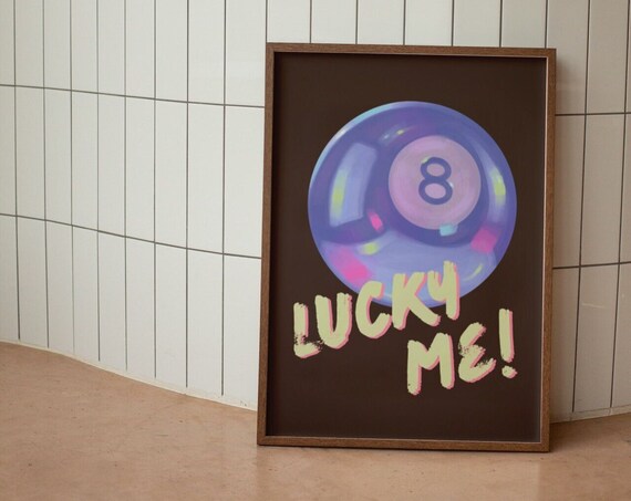 Lucky Me Magic 8 Ball Wall Print Retro Wall Art Y2k Wall Poster Prints Large Art Pastel Prints