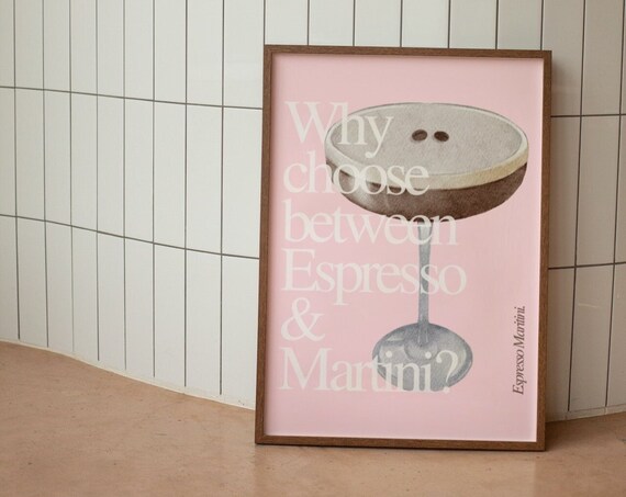 Pink Espresso Martini Cocktail Lover Art Print