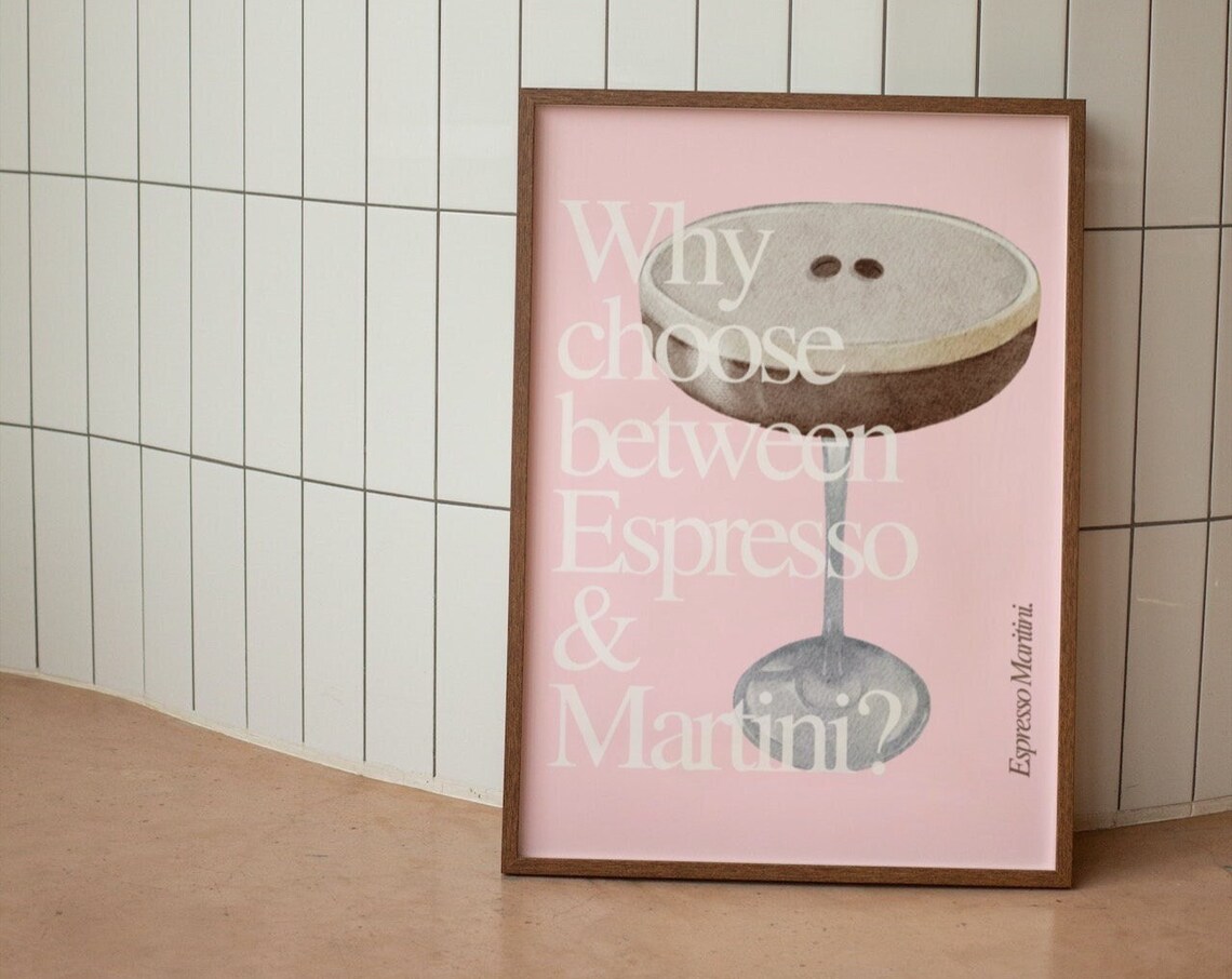 Pink Espresso Martini Cocktail Lover Art Print