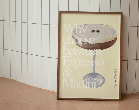 Espresso Martini Wall Print Bar Cart Wall Art Kitchen Wall Decor Prints Large Art Prints