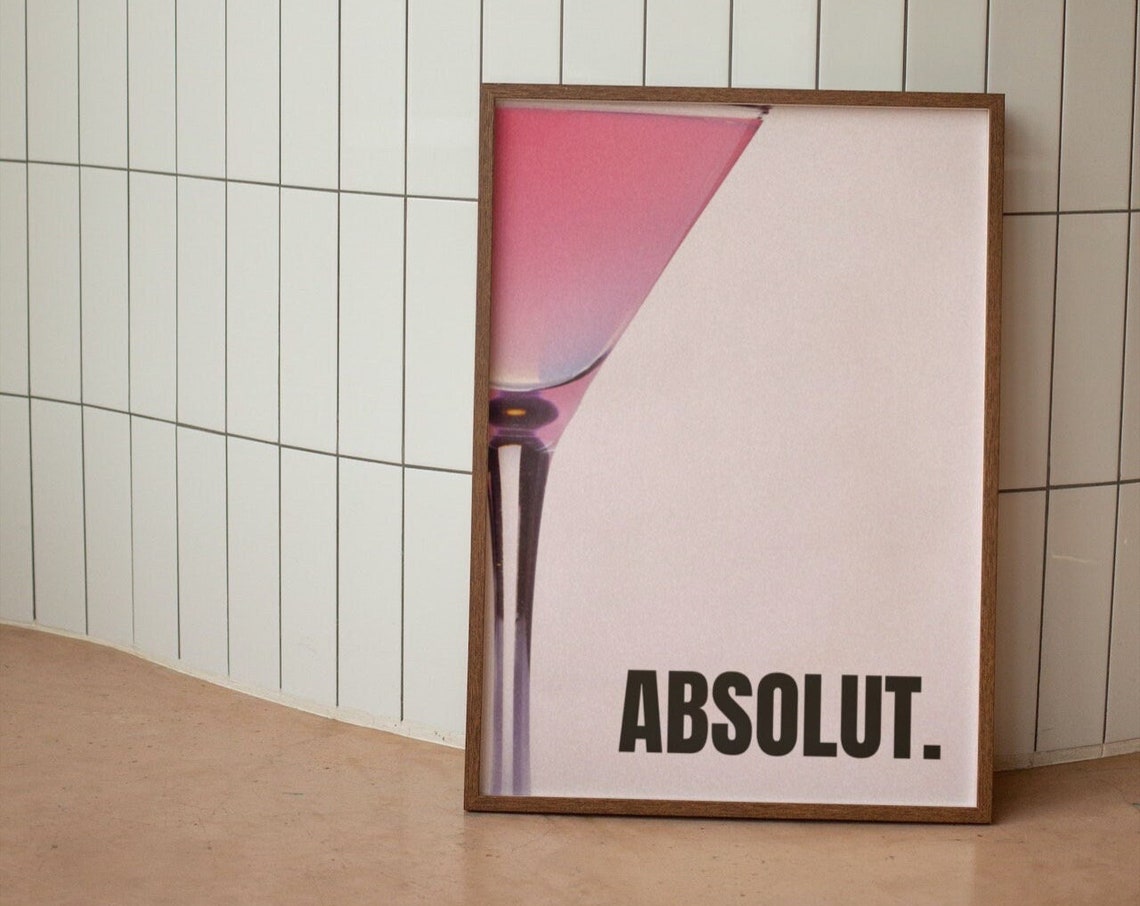 Absolut Pink Vodka Martini Retro Cocktail Photography Poster - Image 3
