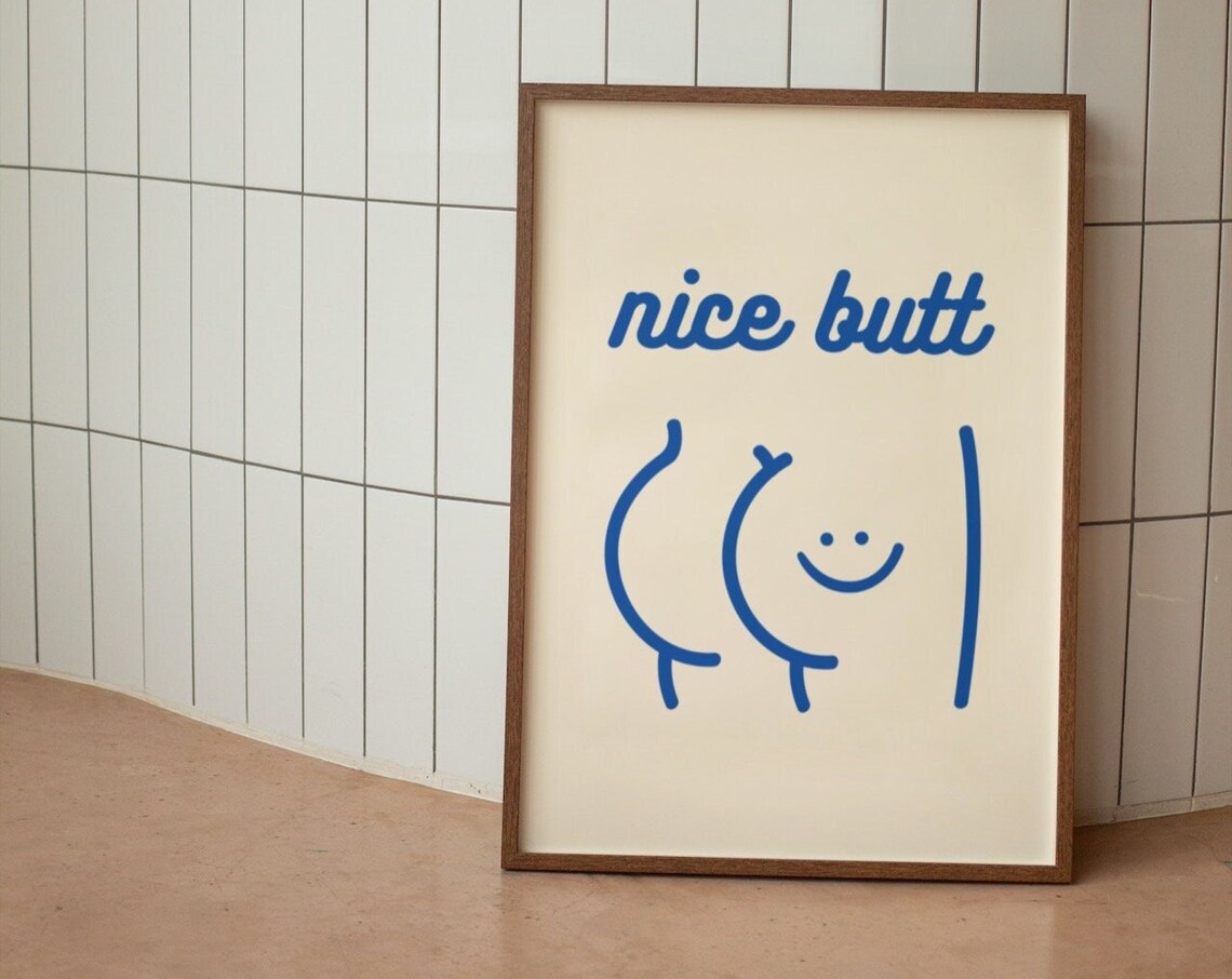 Nice Butt Funny Bathroom Retro Toilet Art Print - Image 3