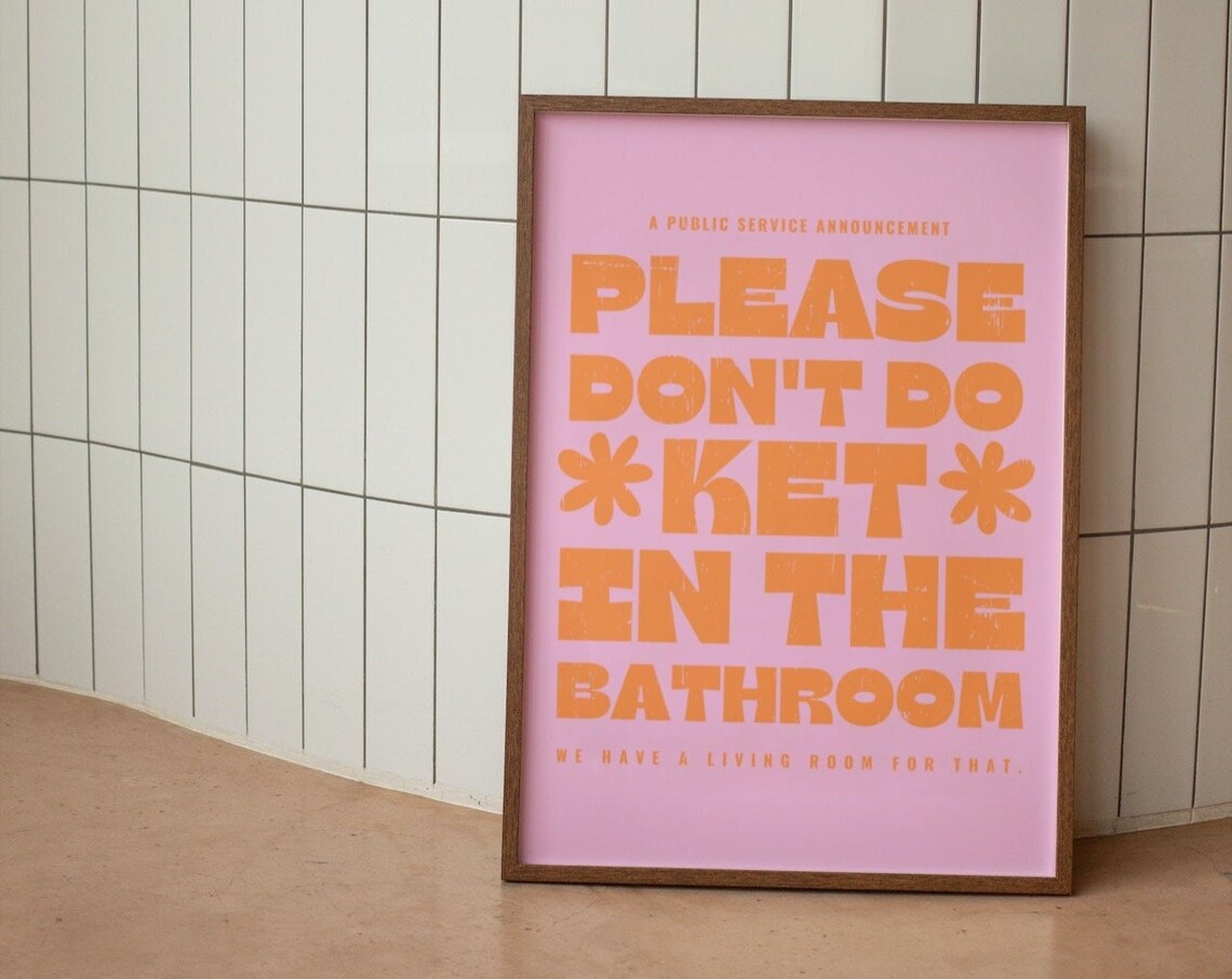 Please Dont Do Ket In The Bathroom Wall Print Retro Wall Decor Funny Print Prints Large Art - Image 3
