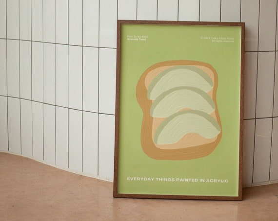 Avocado Toast Wall Print Breakfast Lover Gift Retro Kitchen Decor Funny Acrylic Painting Prints Large Art