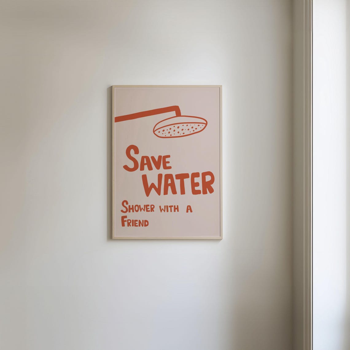 Save Water Shower with a Friend Poster Funny Orange Bathroom Decor - Image 3