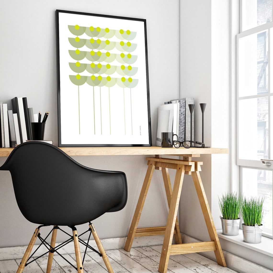 Geometric Flower Art Print Modern Floral Art Geometric Floral Print Minimalist Botanical Art Minimalist Decor Nature Wall Art Print - Image 4