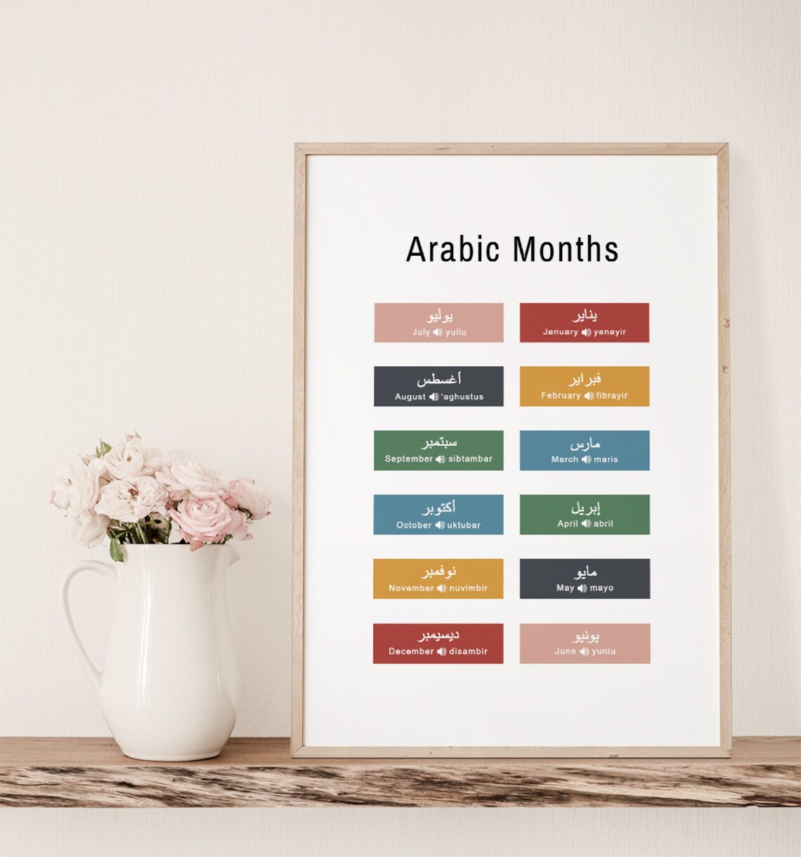 Kids Arabic Months of the Year Education Poster - Image 2
