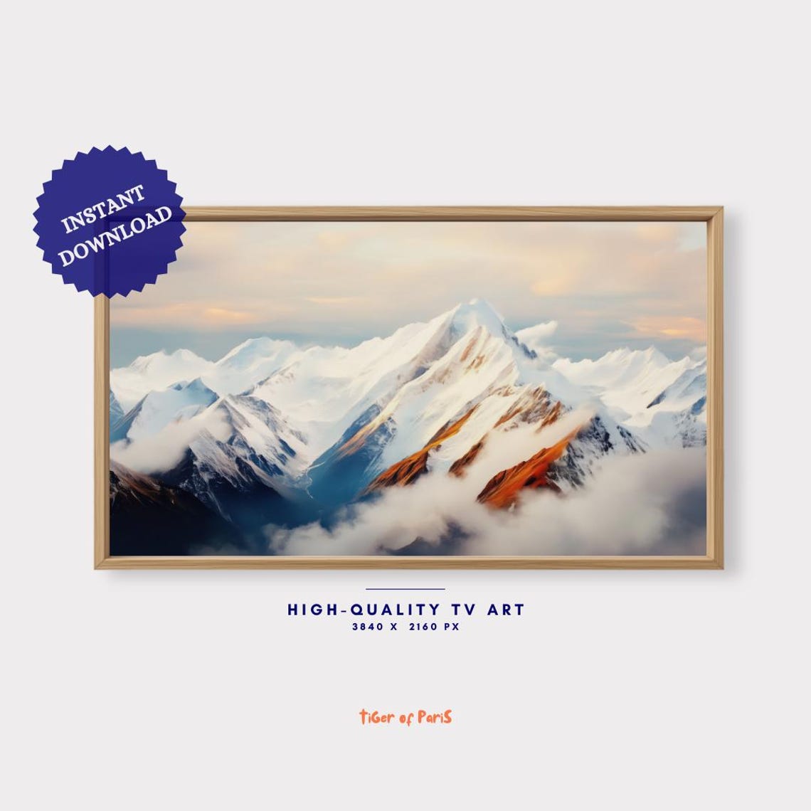 Frame Tv Art Snowy Mountain Oil Painting For Frame Tv Serene Landscape Art Nature Wall Decor 169 - Image 4
