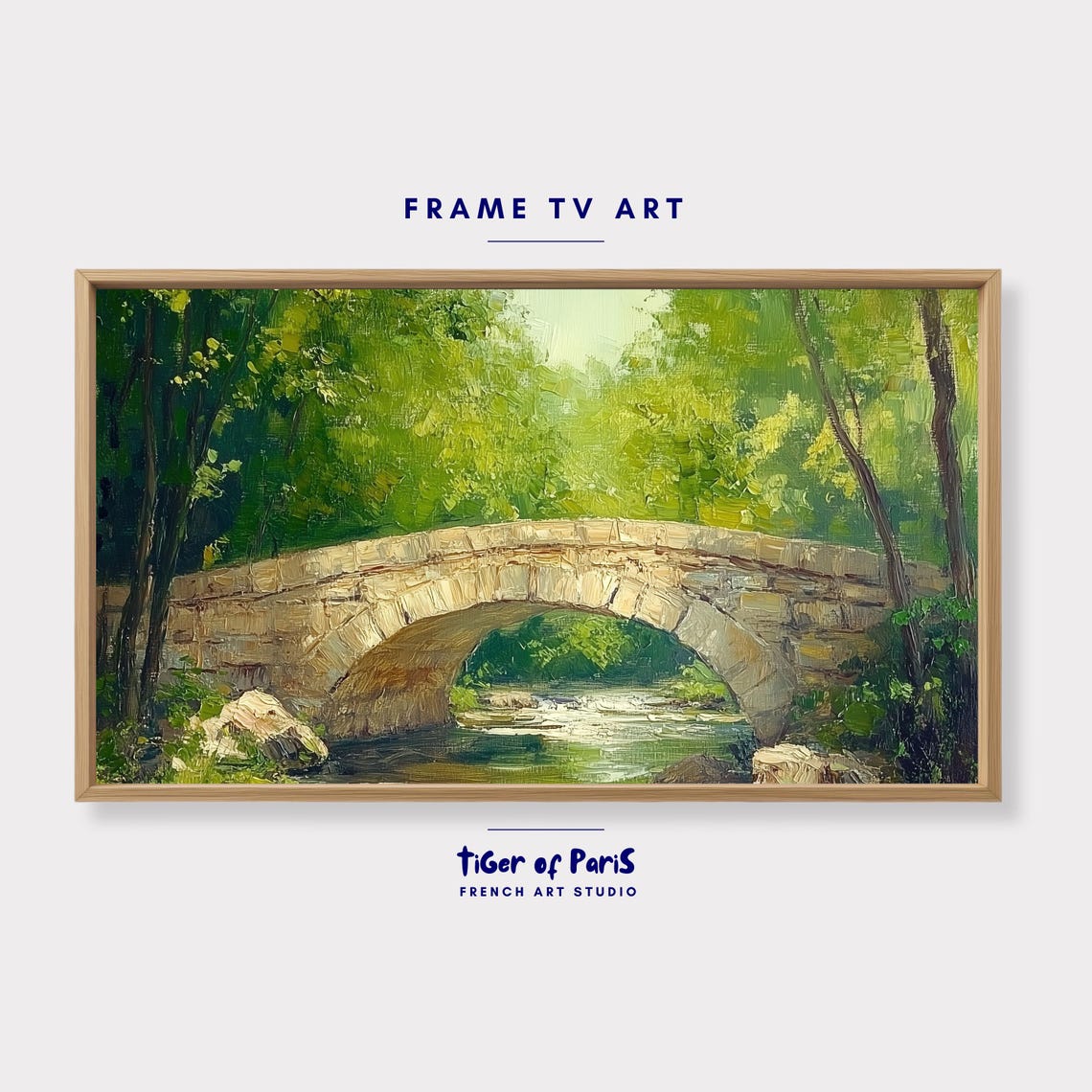 Frame Tv Art Stone Bridge Landscape Painting Tv Wall Art 169