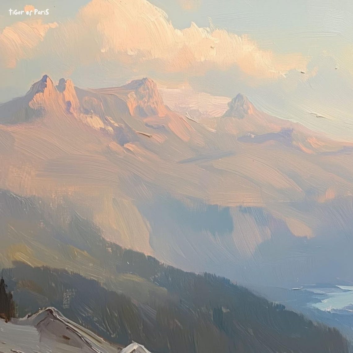 Frame Tv Art Snowy Mountain Oil Painting For Frame Tv Serene Landscape Art Nature Wall Decor 169 - Image 3
