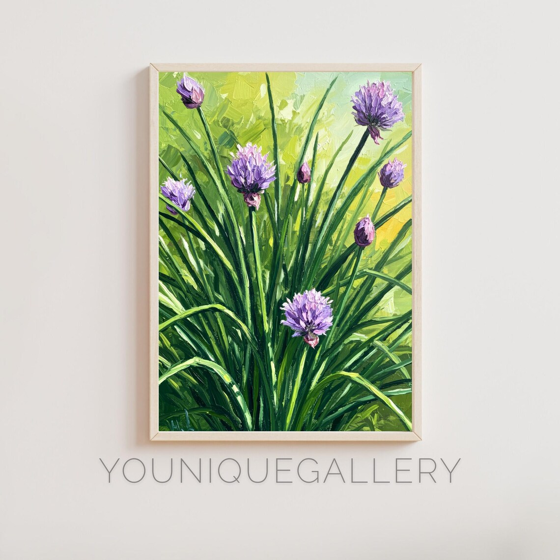Chives In Bloom Botanical, Herb Kitchen Art Print