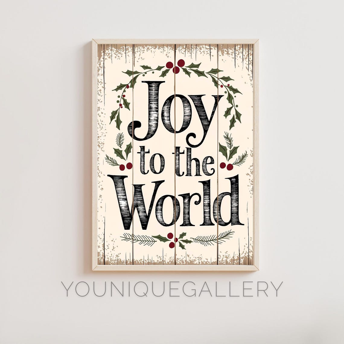 Joy to the World Christmas Typography Rustic Sign Wall Poster