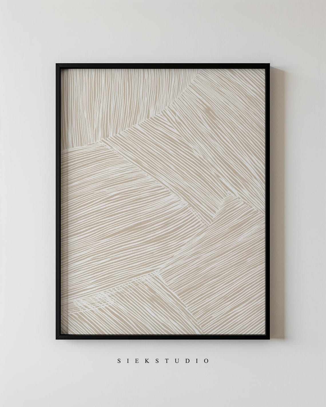 Beige Geometric Hatch Line Pattern Minimalist Neutral Poster