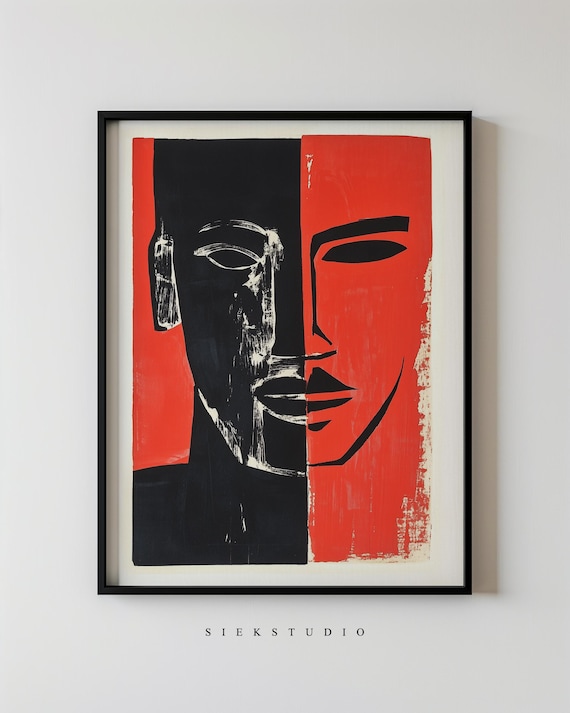 Bold Abstract Face, Minimalist Portrait Art Print