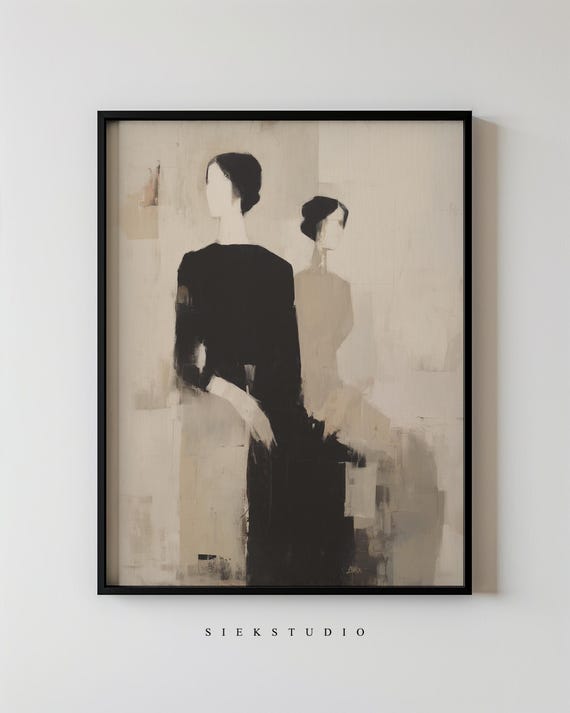 Muted Abstract Women Portrait, Minimalist Art Print