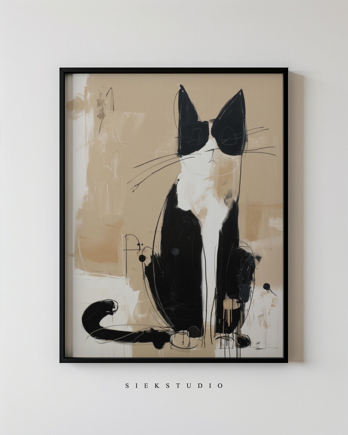 Abstract Cat Illustration, Minimalist Art Print