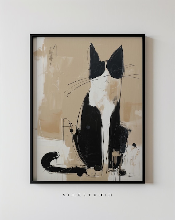 Abstract Cat Illustration, Minimalist Art Print