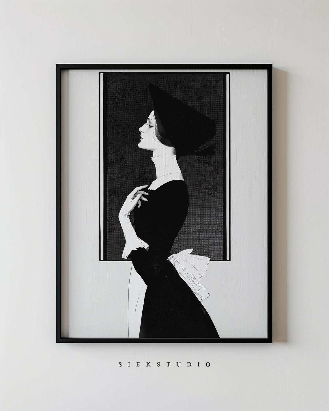 Minimalist Female Art Nouveau Portrait, Wall Art Print