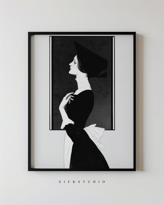 Minimalist Female Art Nouveau Portrait, Wall Art Print