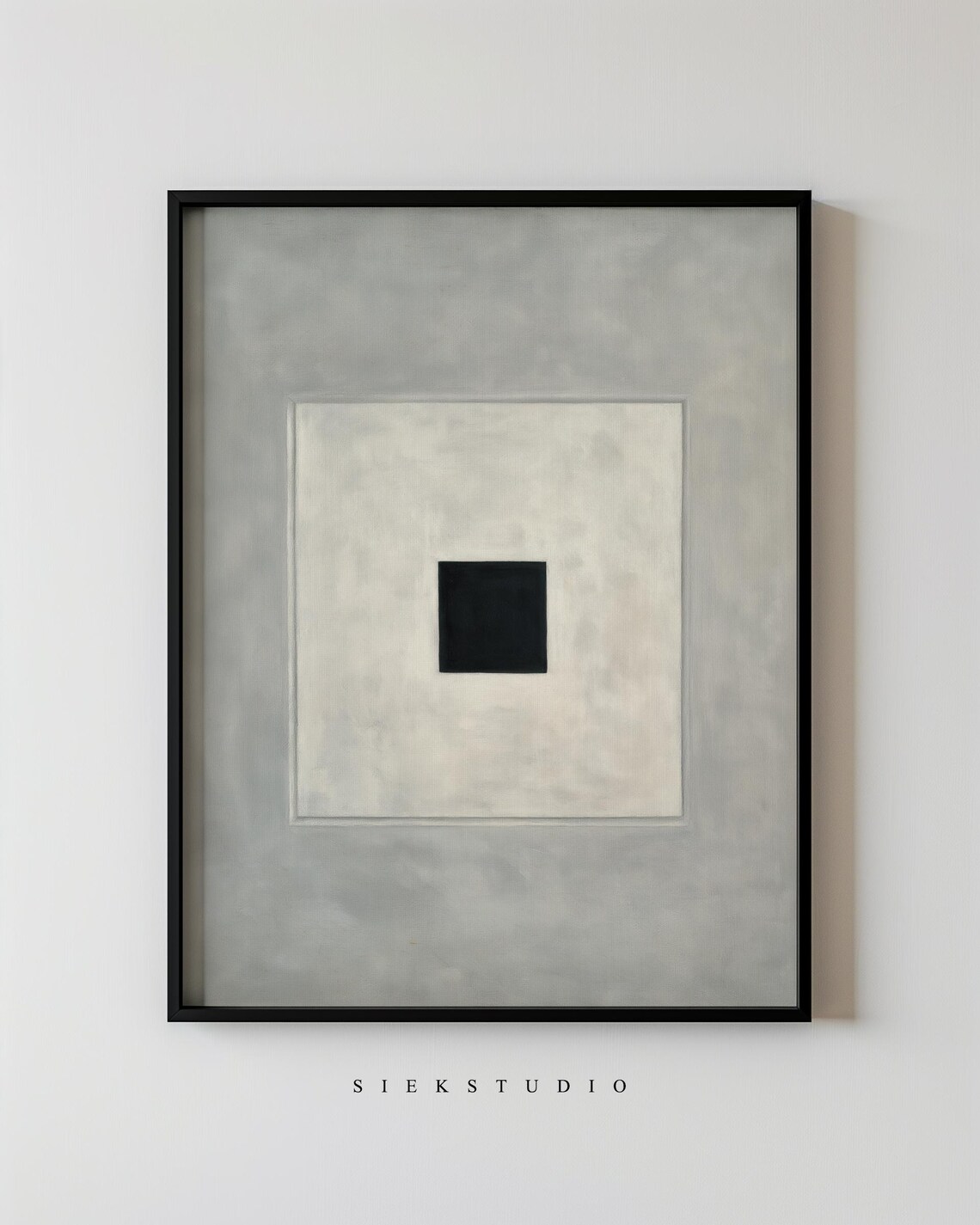 Minimalist Small Black Square Gray Textured Modern Conceptual Art Poster