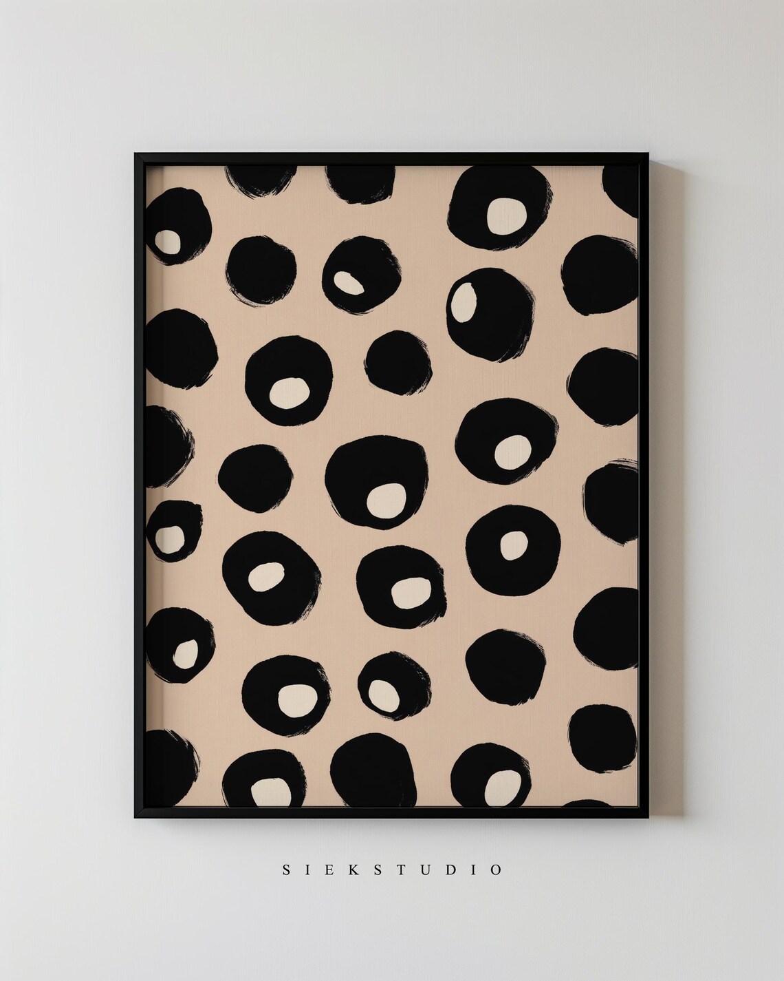Modern Black Dot Pattern Painting, Minimalist Poster