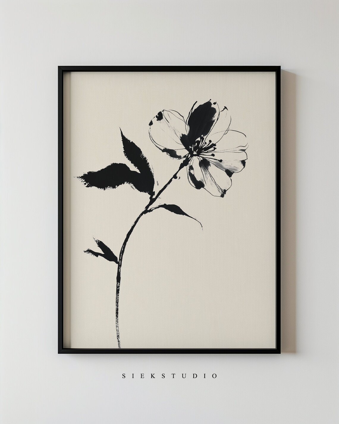 Minimalist Flower Botanical Poster Print, Japandi