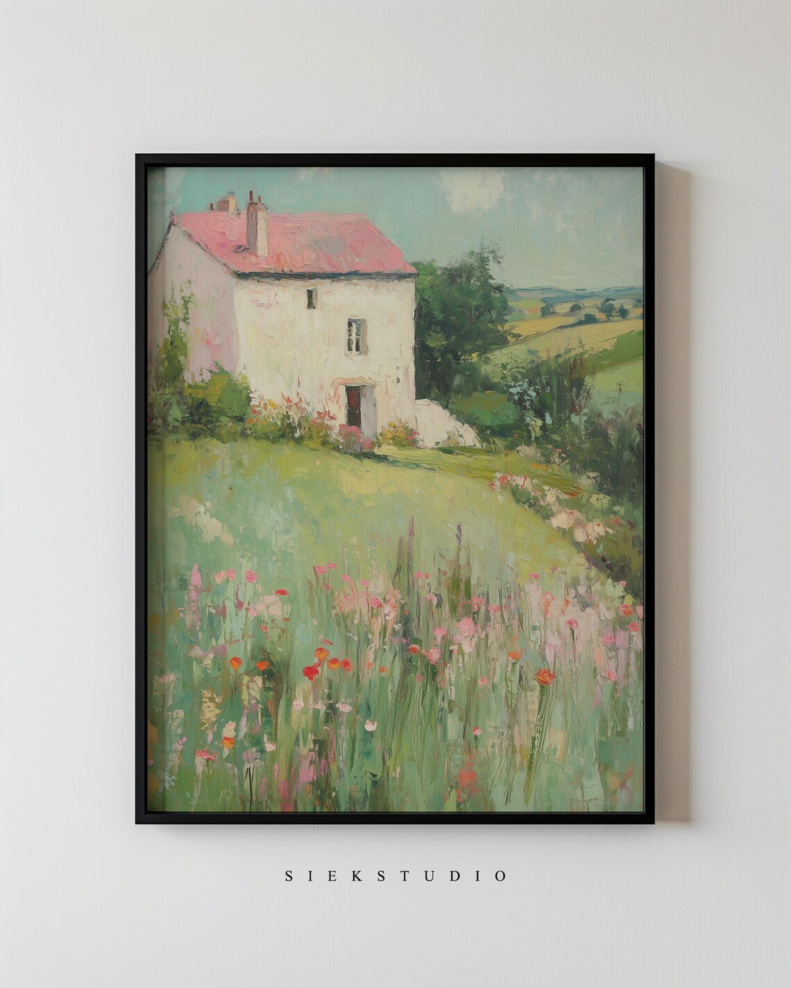 French Countryside Cottage Art Print, Vintage
