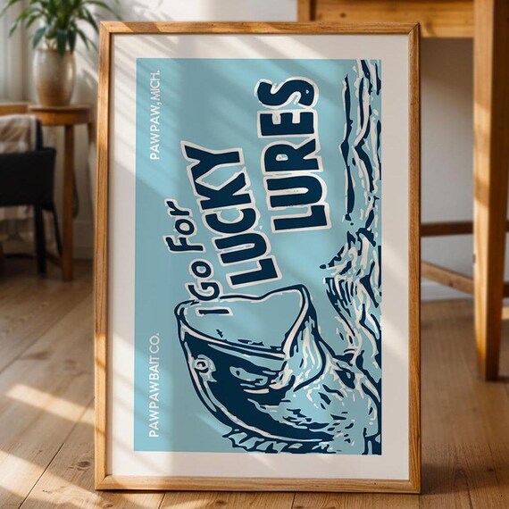Retro Fish Lure Print Fishing Art Gift For Fisherman Colorful Fishing Lure Poster Angler Artwork Outdoorsy Wall Decor Fishing Gift Dad