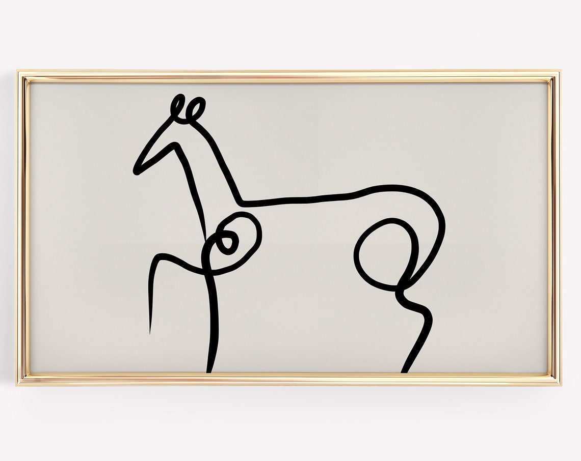 Minimalist Abstract Horse Single Line Drawing Modern Art Poster