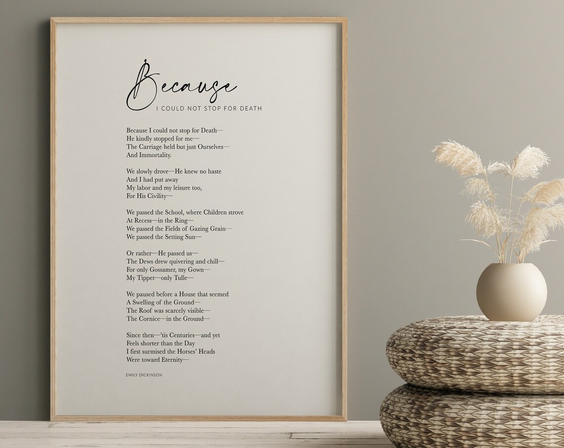 Emily Dickinson Because I Could Not Stop For Death Art Print