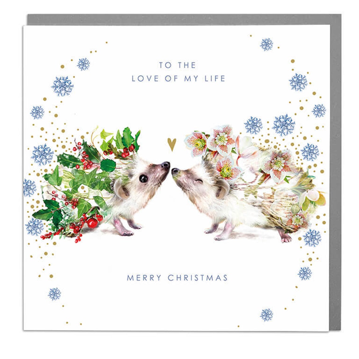 Hedgehogs Love Of My Life Merry Christmas Card Couple Art Print
